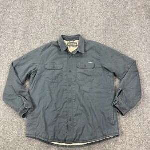Eddie Bauer Jacket Mens Large Gray Canvas Sherpa Lined Shirt Parka Outdoor